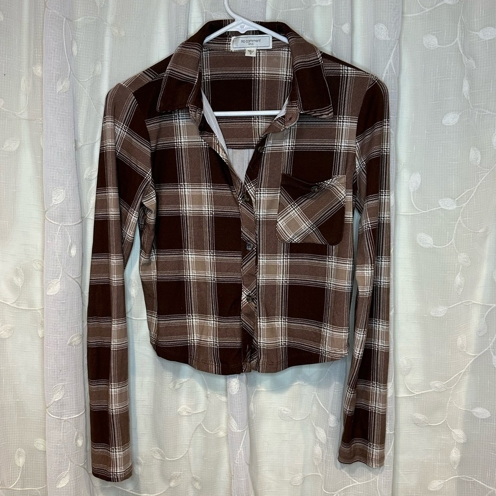 🥳🥳 4 for $20 Sale!! 🥳🥳 No Comment Brown Flannel Button Down, Size Small